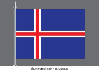 Iceland flag, official colors and proportion correctly. National Iceland flag. Flat vector illustration. EPS10.