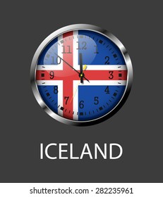 Iceland flag on clock face - vector icon