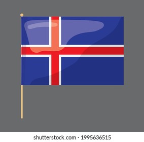 Iceland flag. Flag on a gray background. Art style.