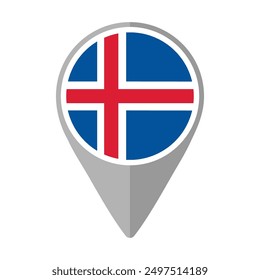 Iceland Flag on Location Pin