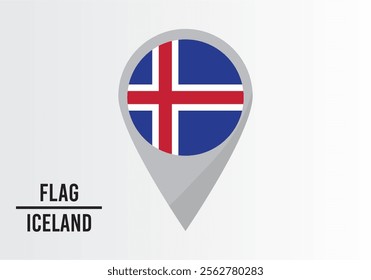 Iceland Flag on Location Pin. vector illustration