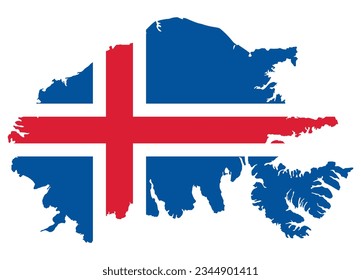 Bandera de Islandia en el mapa sobre fondo transparente