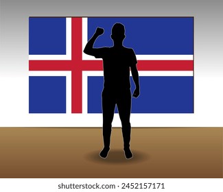 Textura de papel de la bandera de Islandia, elemento de una sola pieza, diseño de Vector, bandera de Islandia pegada en la pared, decoración o idea de celebración