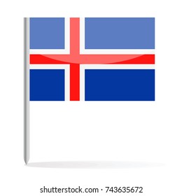 Iceland Flag Pin Vector Icon - Illustration