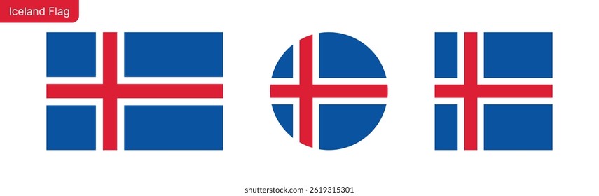 Bandera de Islandia PNG Vector. Islandia Cuadrado y redondo icono aislado sobre fondo PNG transparente. Icono de la bandera de Islandia.eps