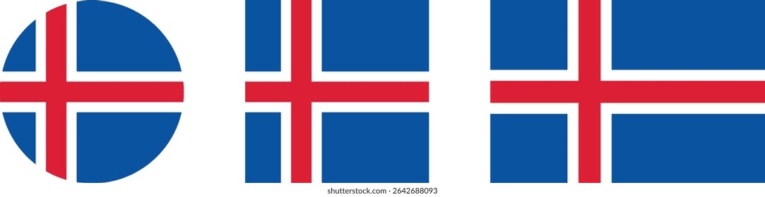 
Iceland flag PNG vector. Iceland square and round icon isolated on transparent PNG background. Iceland flag icon.