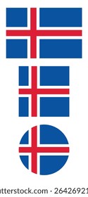 
Iceland flag PNG vector. Iceland square and round icon isolated on transparent PNG background. Iceland flag icon.