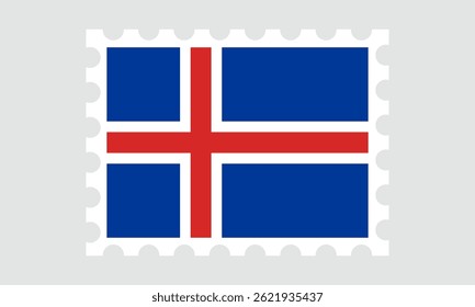 iceland flag postage stamp isolated on gray background.