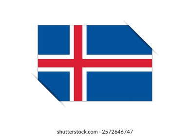 Iceland flag - rectangle colorful flag representing a country cultural identity and heritage. The essence of national pride and unity. Attached by the corners in a paper album