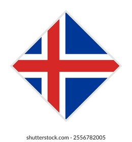 iceland flag - rhombus shape icon on white background	