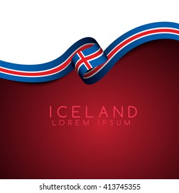 Iceland Flag Ribbon : Vector Illustration