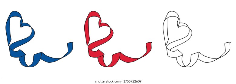 Iceland flag ribbons heart on white Background, vector illustration.