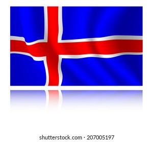 Iceland flag with shadow in the wind illustration