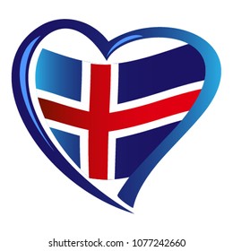Iceland flag in shape of heart