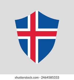 Iceland Flag in Shield Shape Frame