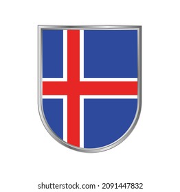 Iceland flag with silver frame vector design