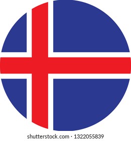 Iceland
 flag. Simple vector round Iceland flag
