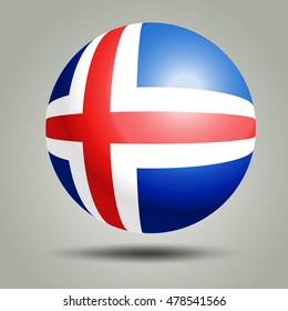 Iceland flag sphere icon on grey background