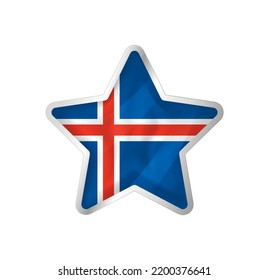 Bandera islandesa en estrella. Estrella de botón y plantilla de marca. Fácil edición y vector en grupos. Ilustración vectorial de bandera nacional sobre fondo blanco.