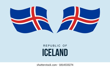 Iceland flag state symbol isolated on background national banner. Greeting card National Independence Day of the Republic of Iceland. Illustration banner with realistic state flag.