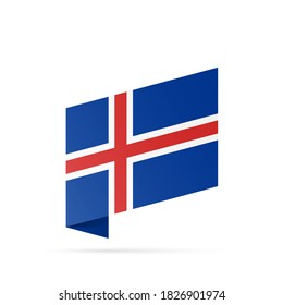 Iceland flag state symbol isolated on background national banner. Greeting card National Independence Day of the Republic of Iceland. Illustration banner with realistic state flag.