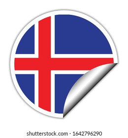 Iceland  flag . sticher round  flag of Iceland  - vector 