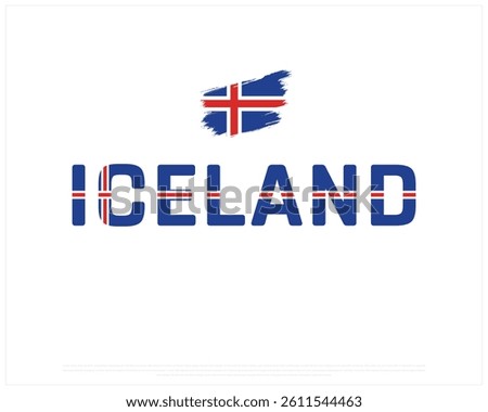 ICELAND flag Typography with ribbon flag on a white background, Vector design of ICELAND flag typography, Ribbon Flag of ICELAND, National Day Design, ICELAND Day design