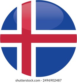 Iceland flag vector icon. Glossy round icon with flag of the Iceland on white background