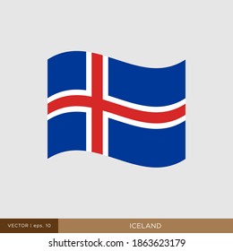 Iceland Flag Vector Illustration Design Template.