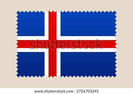 Iceland flag vector illustration designed as a vintage postage stamp for national travel and patriotic mail correspondence..