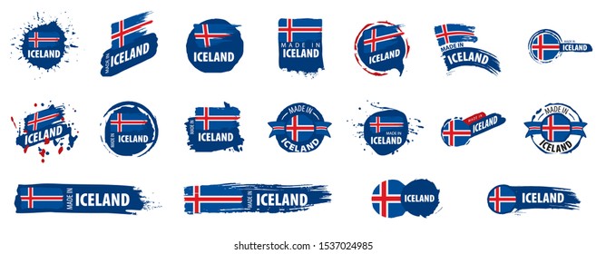 Iceland flag, vector illustration on a white background