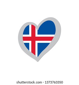 Iceland flag vector inside of heart symbol