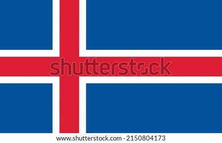 Iceland flag vector. the official coat of arms of the country with the right three colors, namely Dark Blue, Red and white.