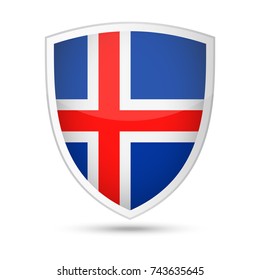 Iceland Flag Vector Shield Icon - Illustration
