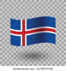 Vector de la bandera de Islandia. Bandera ondulada de Islandia aislado fondo transparente. Bandera de Islandia icono de símbolo. EPS 10