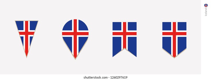 Iceland flag in vertical design, vector illustration.
