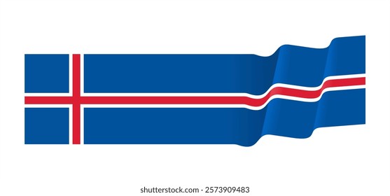 Iceland flag waving style. Vector illustration. 