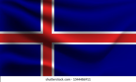 Iceland flag waving with the wind, 3D illustration