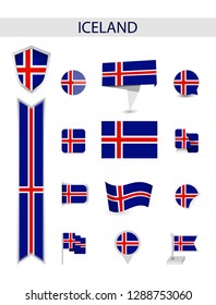 Iceland Flat Flag Collection. Flat flags vector illustration.