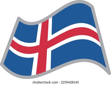 Iceland fluttering national flag illustration vector material