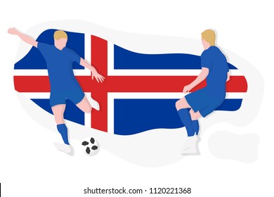 Iceland football team player kicking dribbling 2018 championship vector illustration soccer