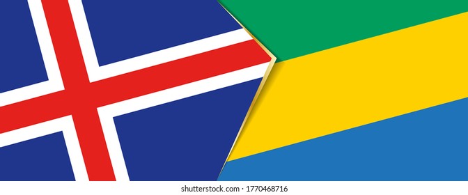 Iceland and Gabon flags, two vector flags symbol of relationship or confrontation.