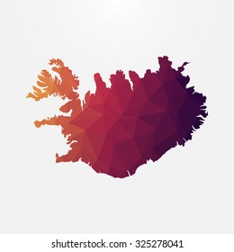 Iceland in geometric polygonal style.Abstract tessellation,modern design background. Vector illustration EPS10