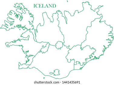 Iceland green line map vector