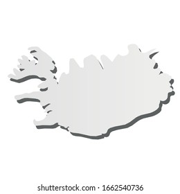 Island - graue 3D-ähnliche Silhouettenkarte mit heruntergefallenem Schatten. Einfache flache Vektorillustration.