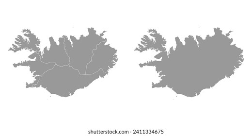 Iceland grey map with administrative districts. Vector illustration.