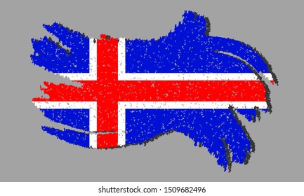 Iceland grunge flag, Iceland flag with shadow on isolated background, vector illustration