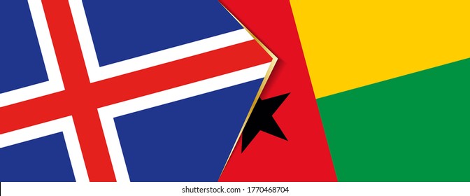 Iceland and Guinea-Bissau flags, two vector flags symbol of relationship or confrontation.