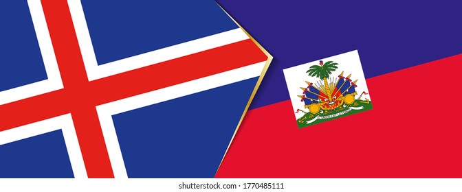 Iceland and Haiti flags, two vector flags symbol of relationship or confrontation.