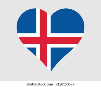 Iceland Heart Flag. Icelandic Love Shape Country Nation National Flag. Icelander Banner Icon Sign Symbol. EPS Vector Illustration. svg